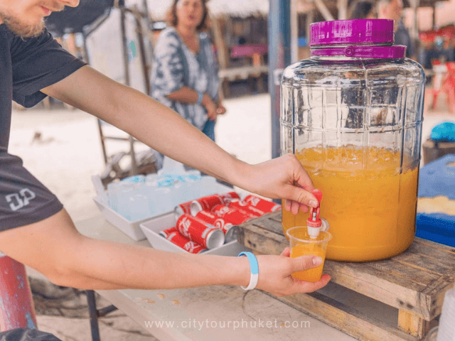 Orange juice is served on Khai Island