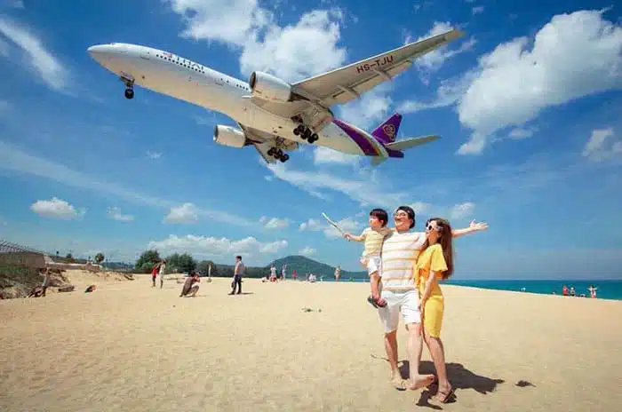 Delve into every tourist zone in Phuket Part 1: Northern Phuket 10 Mai khao beach with plane