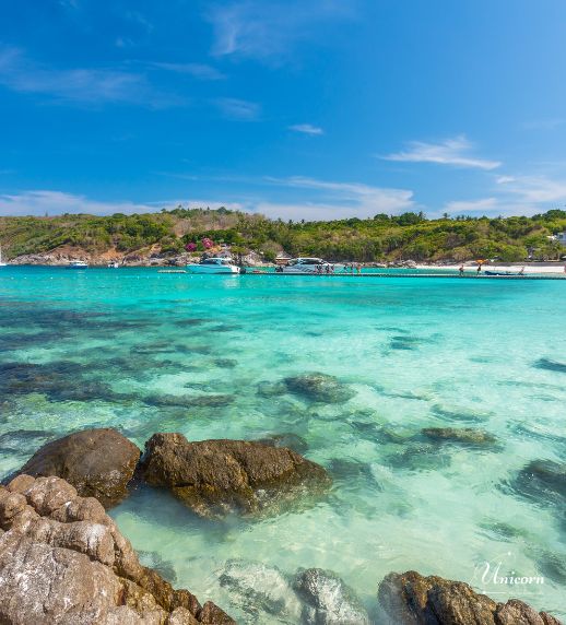 Racha Island & Coral Island Full Day Tour by Speedboat – Snorkeling & Buffet Lunch 12 Scenic view of white sand beach at Racha Island